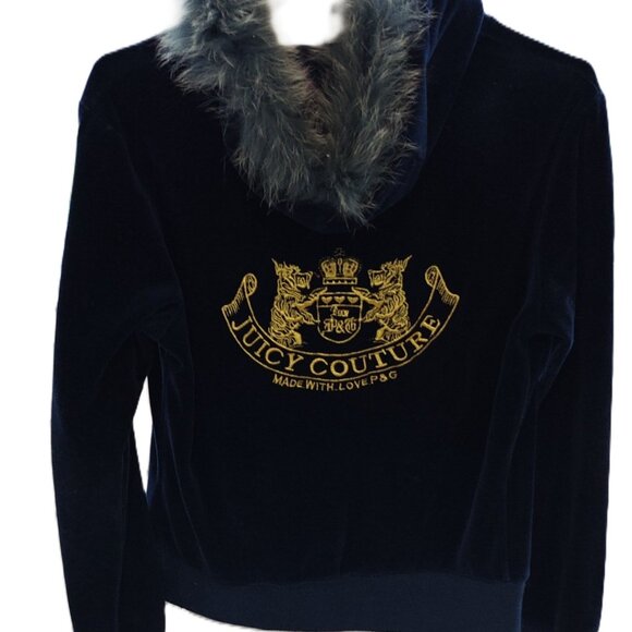 Juicy Couture Velour Hoodie w/ Faux Fur Trim – Size M – Excellent Condition. - Picture 2 of 3